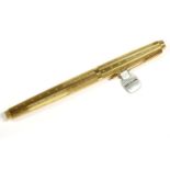 A boxed gold plated Parker fountain pen, model PP20U, with a medium gold nib marked 14k, a spotted