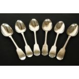 Six George IV silver fiddle pattern table spoons, 22cm