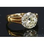 A single stone diamond ring,with an old brilliant cut diamond, estimated as approximately 2.65ct,