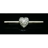 A diamond set heart-shaped bar brooch,with a Victorian diamond set heart, grain set with graduated