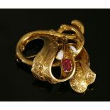 A Victorian gold garnet-topped doublet and opal spray brooch,with a cushion-shaped doublet and two