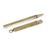 A silver combination pencil and ruler, Birmingham, 1925 with a telescopic body extending to 26cm