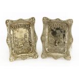 A matched pair of Victorian embossed 'Punch' pin trays,one Deakin & Francis, Birmingham, 1898, the