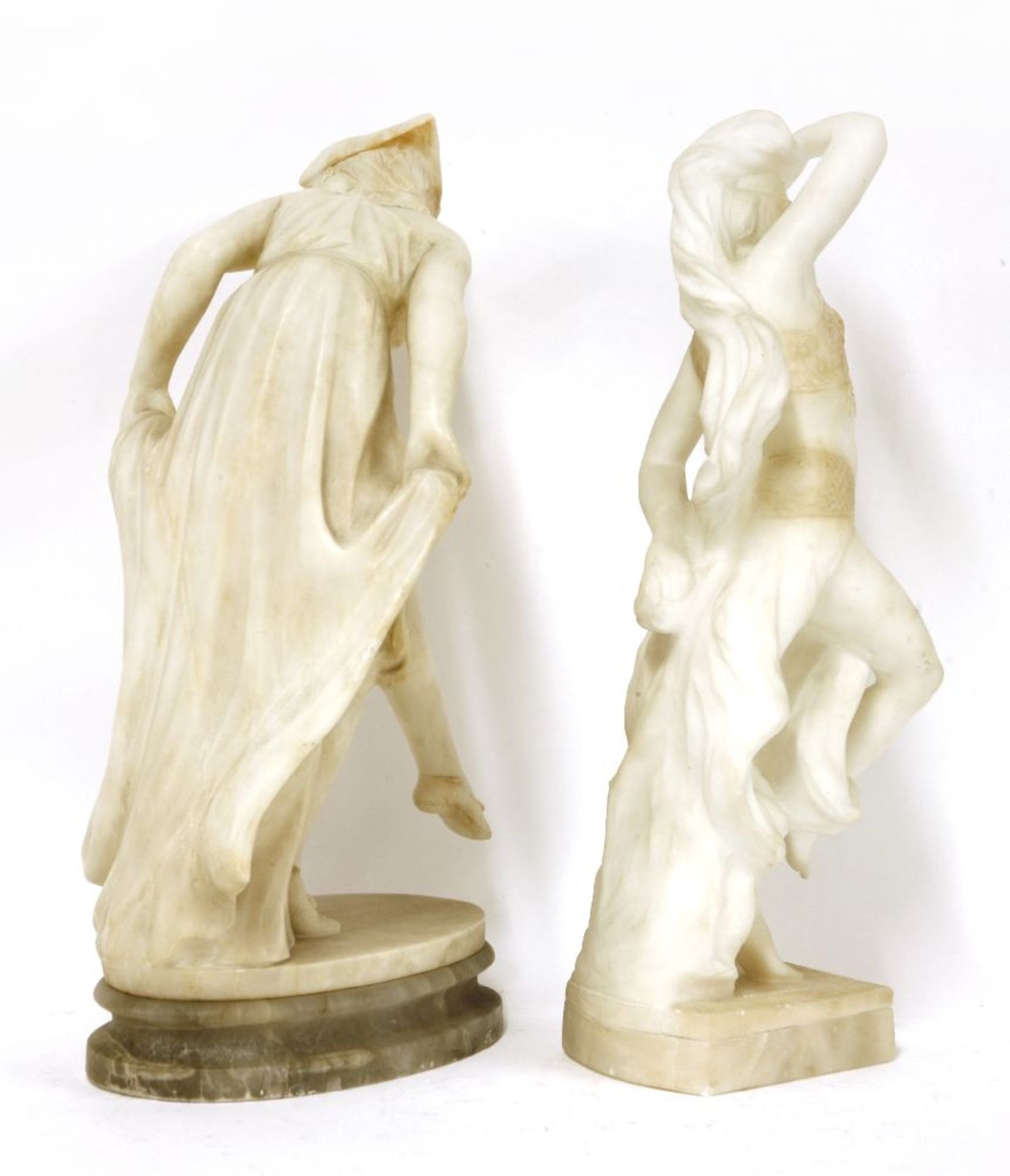 Two carved alabaster figures,c.1930, each in the form of an Art Deco dancer,47cm high (2) - Image 2 of 2