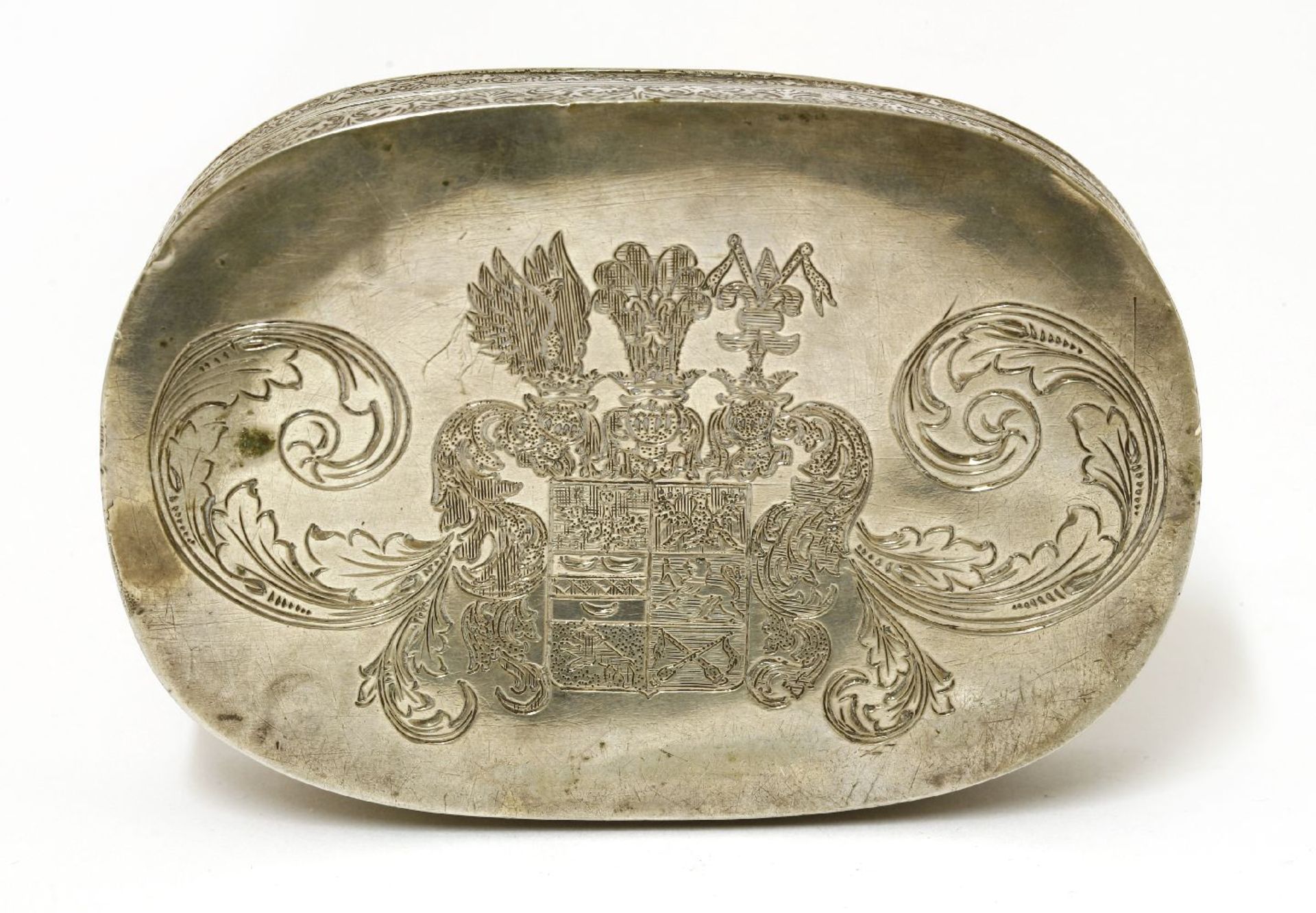 A silver box, of rounded rectangular form, the hinged lid embossed with a galleon named 'ALION H - Image 3 of 3