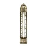 An Edwardian novelty silver pocket thermometer,by W F Wright, London 1902,in the form of a sugar