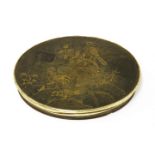 An unmarked gold, piqué and tortoiseshell snuff box,18th century, of oval form, possibly Italian,