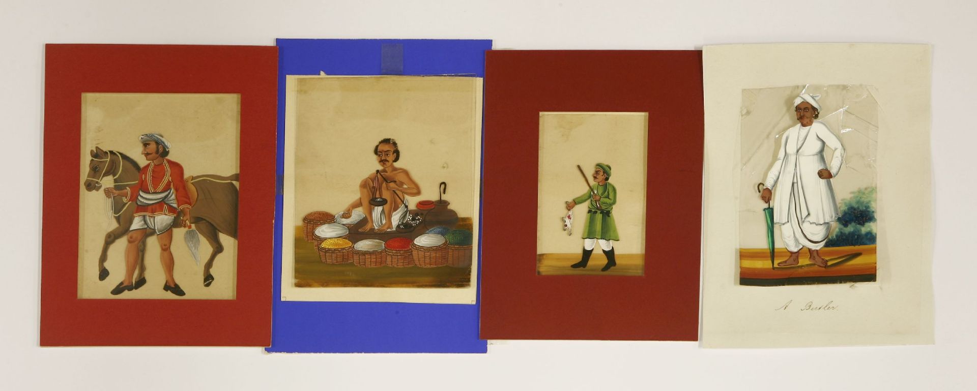 Fourteen Indian paintings on mica,mid-19th century, representing various occupations,largest 16 x - Image 2 of 2