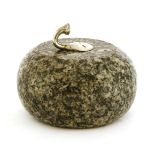 An unusual provincial Scottish Aberdeen silver-mounted granite curling stone,19th century,