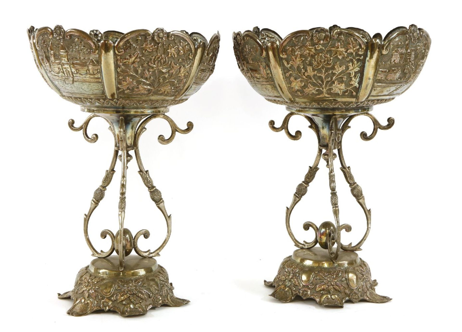 A pair of silver comports, late 19th century/early 20th century, probably Indian, Kashmir or Cutch, - Image 2 of 2