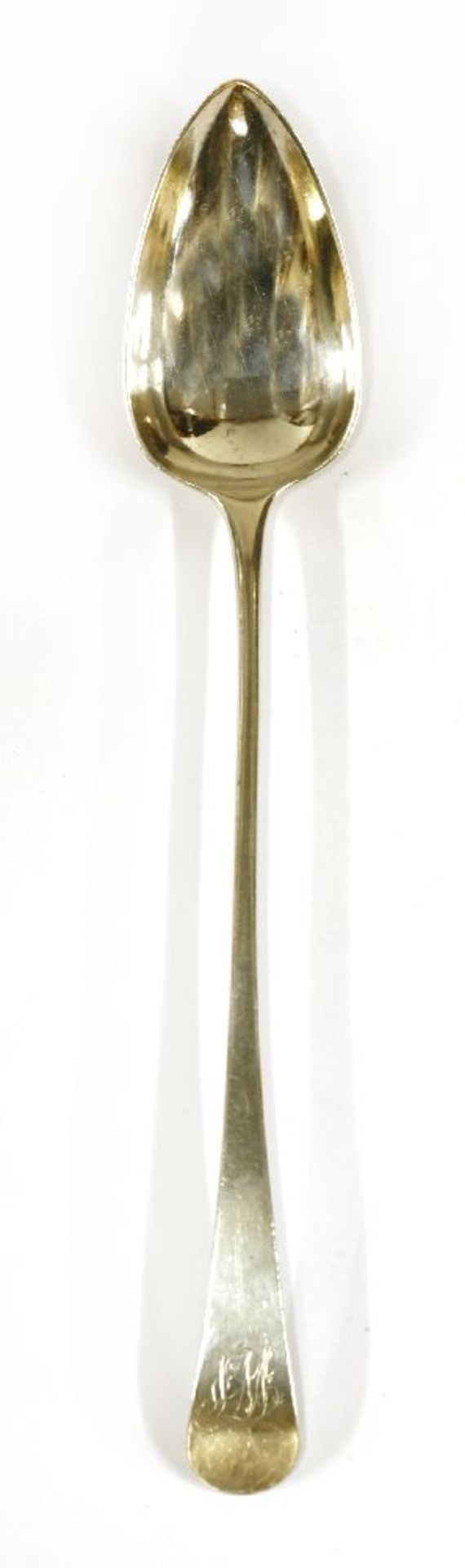 A George III silver old English pattern basting/gravy spoon,initialled by Richard Ferris, Exeter,