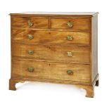 A George III mahogany chest,of two short and three long drawers, with brass handles and embossed