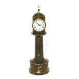 A patinated bronze lighthouse timepiece,19th century, with a later electric movement,53cm