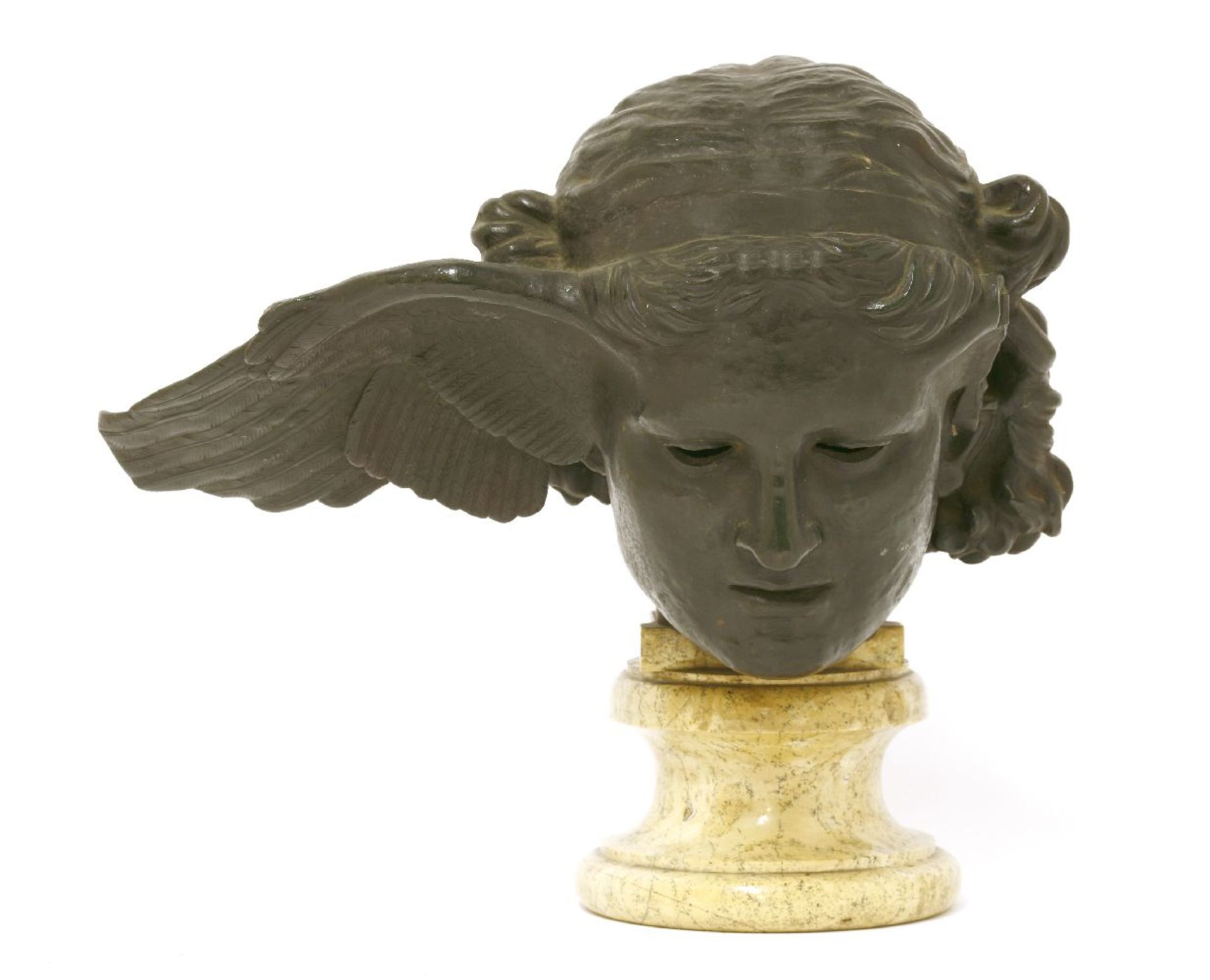 J Chiurazzi & Fils - S de Angelis & Fils of Naples,late 19th century, a bronze head of Hypnos God of