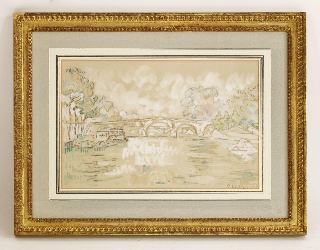 Paul Signac (French, 1863-1935)'MATINEE DE PRINTEMPS' - LE PONT MARIE, PARISSigned and dated 'Juin - Image 2 of 4