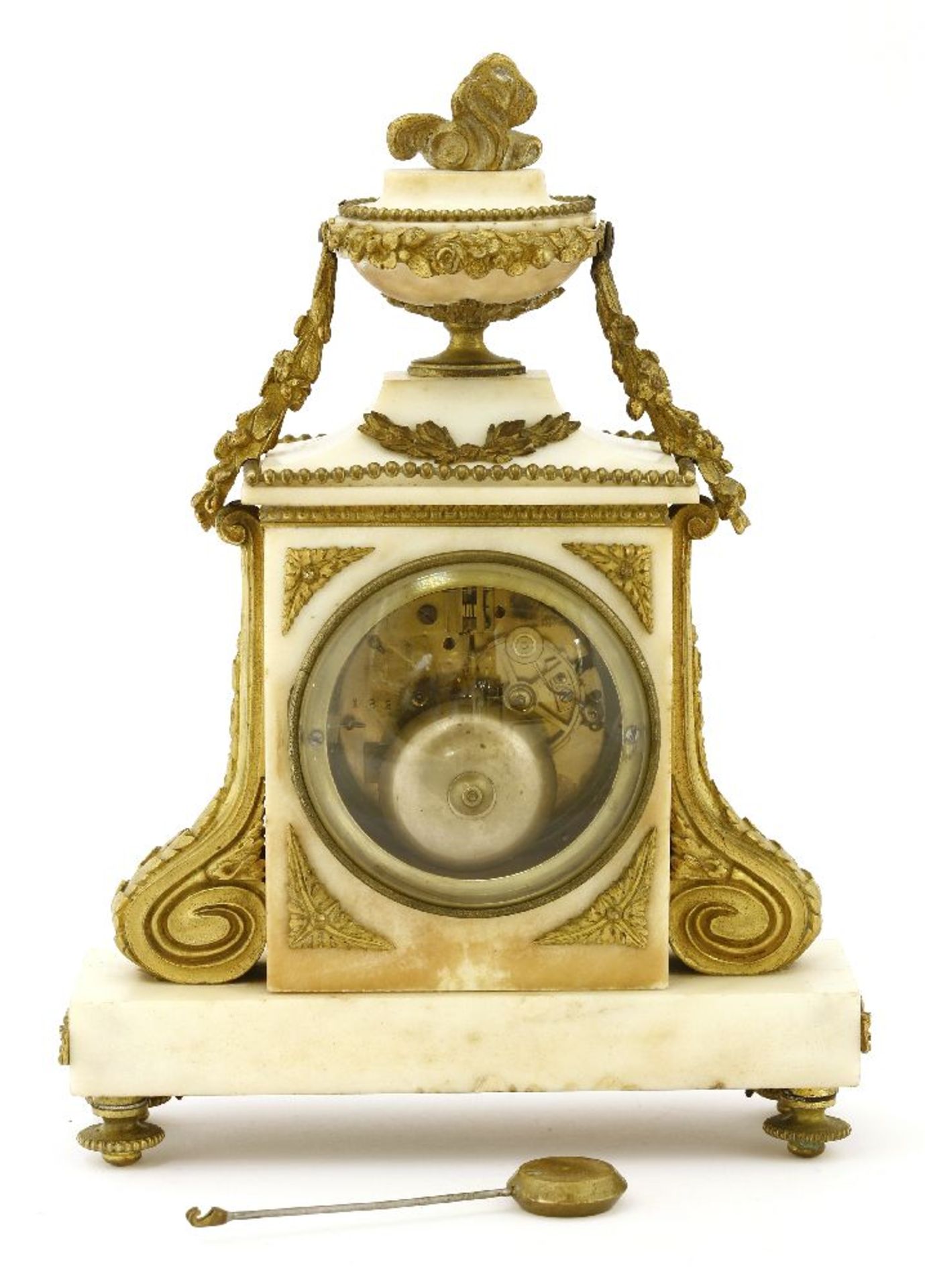 A mantel clock,mid-19th century, signed 'Fd Berthoud', the urn-shaped finial with ormolu beads and - Image 2 of 2