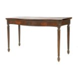 A George III mahogany serpentine serving table,with two plain frieze drawers,152cm wide76cm deep91.