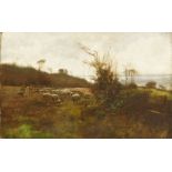 James Aumonier (1832-1911)SHEPHERDS WITH THEIR FLOCKSigned l.r., oil on canvas36 x 54cm, unframed