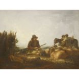 Attributed to Thomas Barker of Bath (1769-1847)A SHEPHERD TENDING HIS FLOCK, WITH TWO BOYS AND A