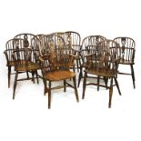 A harlequin set of ten Windsor armchairs,in yew wood, beech, ash and elm (10)Provenance: The Tim