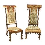 Royal Interest: a Victorian rosewood prie-dieu chair, with original upholstered back and seat,