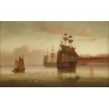 Edward King Redmore (c.1860-1941)MEN OF WAR AT ANCHOR AT SUNSETSigned and dated 1889 l.l., oil on