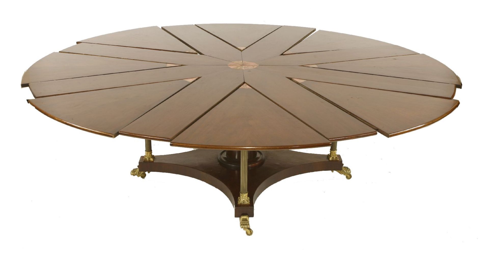 A large George III- style mahogany Jupe-style dining table,the circular eight divisional top on a - Bild 2 aus 3