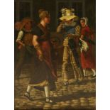 Continental School, 1834FIGURES ON A COBBLED STREETTraces of a signature and dated 1834 l.r., oil on