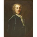 Circle of Enoch Seeman (1694-1744)PORTRAIT OF A YOUNG GENTLEMAN, HALF LENGTH, IN A BLUE COATOil on