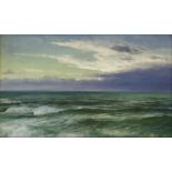 David James (1853-1904)'AN OCEAN SUNSET'Signed and inscribed on label verso, oil on canvas laid down