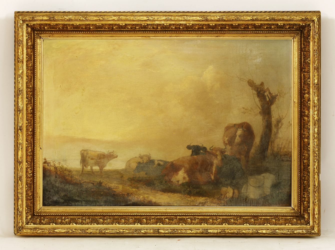 Attributed to Henry Brittan Willis (1810-1884)CATTLE RESTING IN A RIVER LANDSCAPEOil on canvas52 x - Image 2 of 3