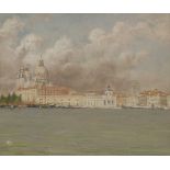 Thomas Frederick Mason Sheard (1866-1921)THE VENETIAN LAGOON WITH THE SALUTEOil on card 26 x 30cm