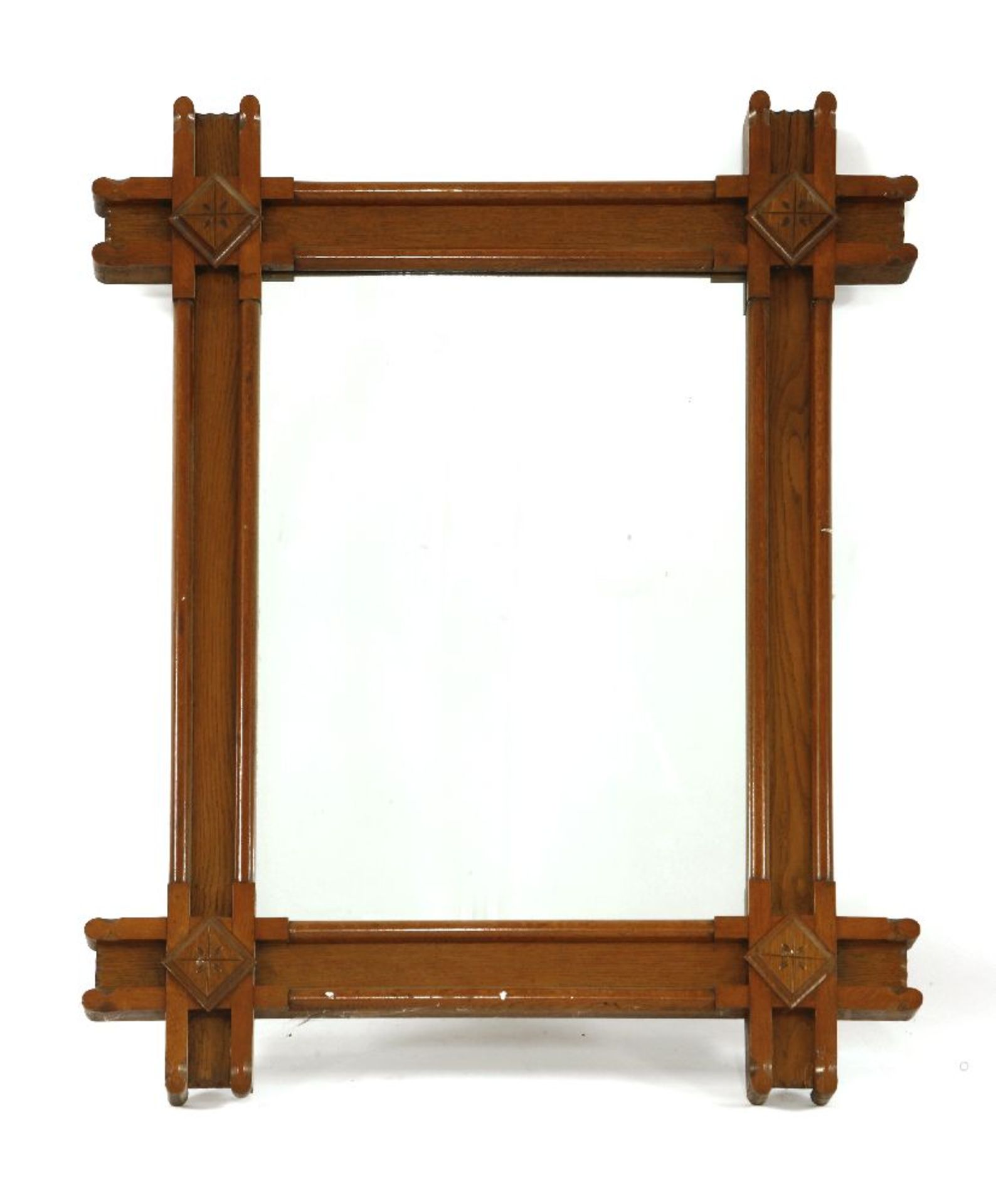 A Victorian Gothic oak wall mirror,95cm wide114cm highProvenance: The Tim Wonnacott Collection.