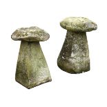 Two staddle stones, in two parts,77 and 72cm high (2)