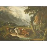 Follower of James WardA WOODED LANDSCAPE WITH CATTLE AT A STREAMOil on canvas45 x 57cm, unframed