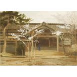 John Varley Jnr (1850-1933)A FIGURE AT THE ENTRANCE TO A HOUSE IN JAPANSigned and dated '91 l.l.,