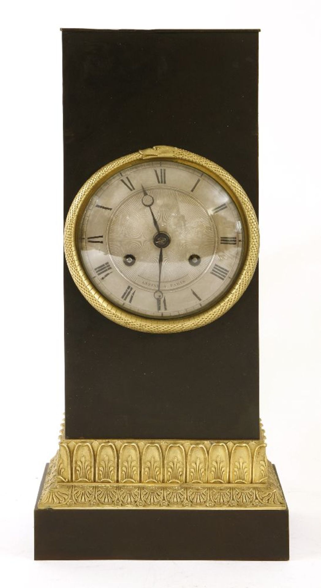 An Empire-style bracket clock,19th century, the silvered dial signed 'Lepine a Paris' with an ormolu