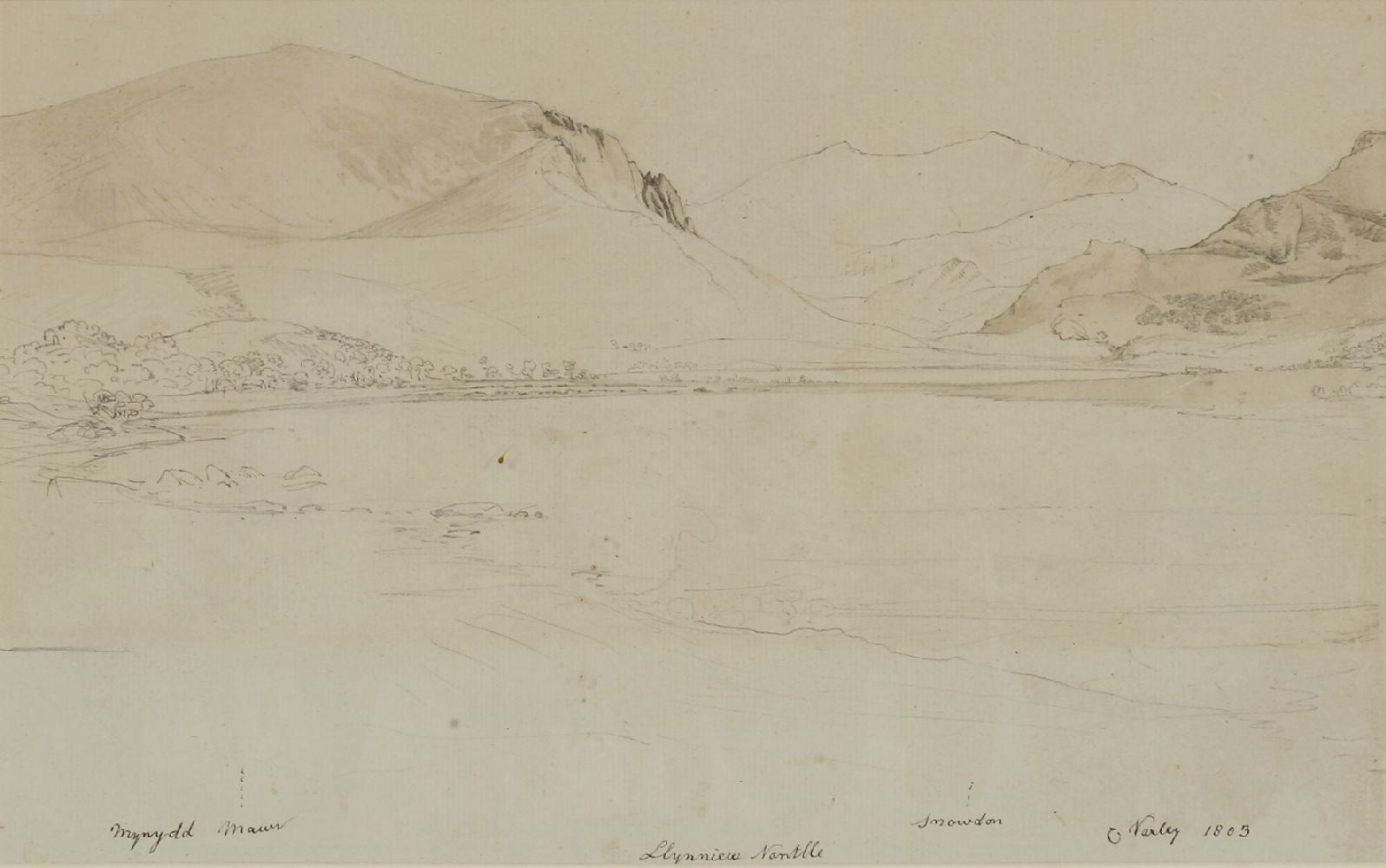 Cornelius Varley (1781-1873)A VIEW OF MYNYDD MAWR, LLYNNIEW NANTLLE AND SNOWDONSigned, inscribed and