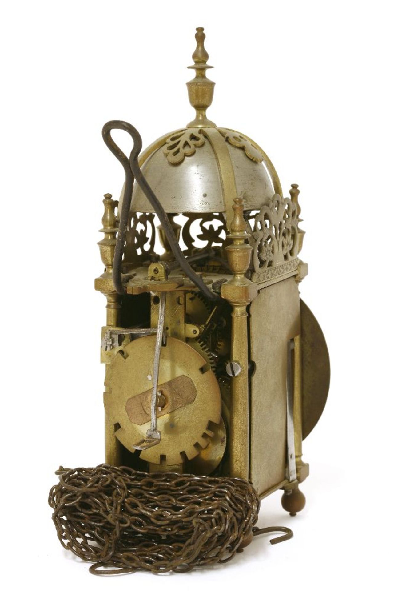 A small brass lantern clock,17th century, by William Parslow, Stonehouse, with an outside count - Image 2 of 3