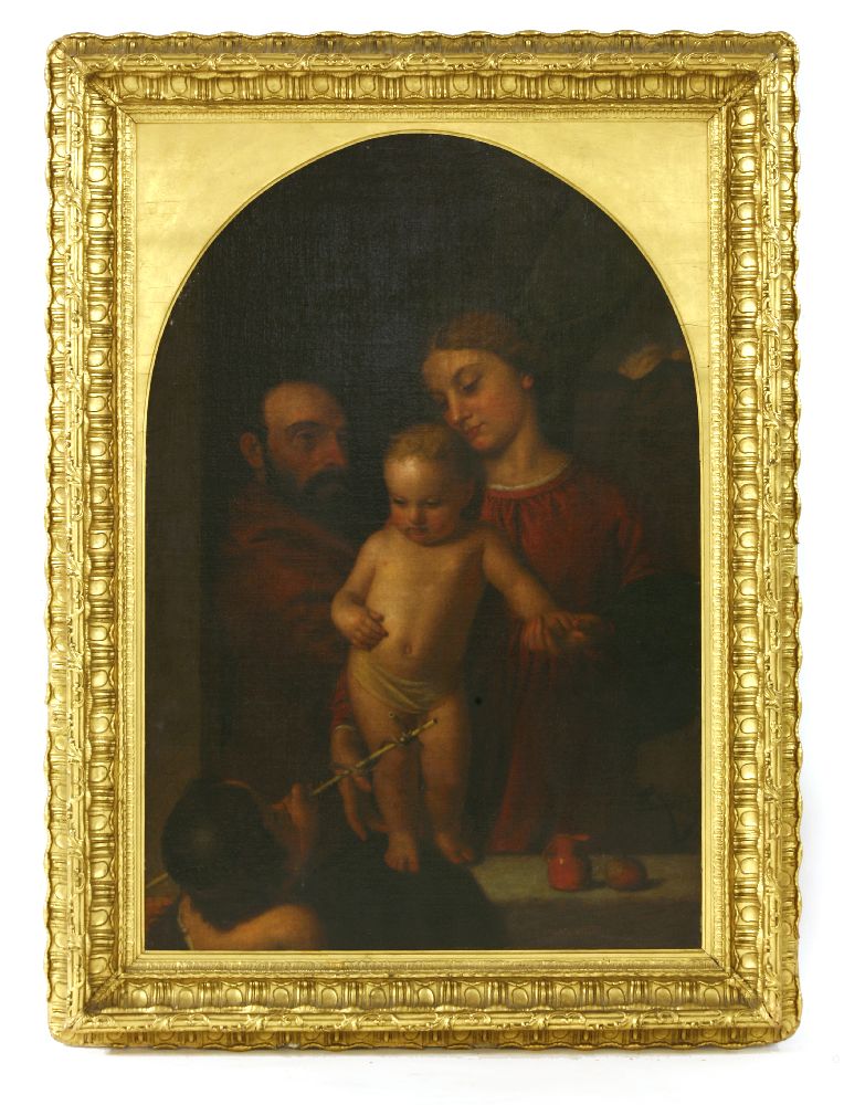 Ford Madox Brown (1821-1893)THE HOLY FAMILY WITH JOHN THE BAPTIST, 1864Signed with monogram u.r., (