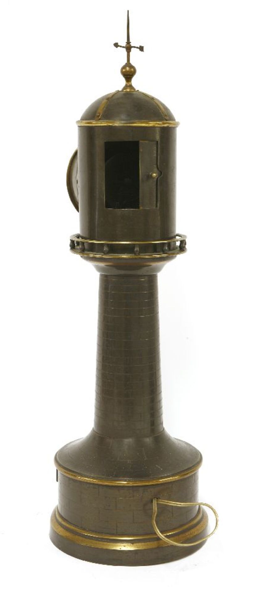 A patinated bronze lighthouse timepiece,19th century, with a later electric movement,53cm - Image 2 of 2