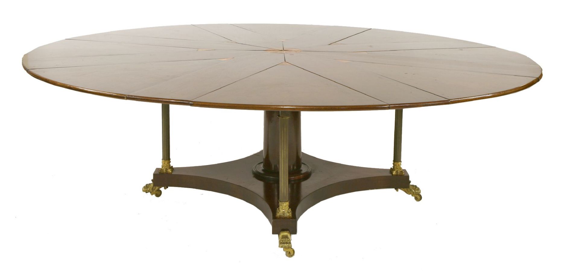 A large George III- style mahogany Jupe-style dining table,the circular eight divisional top on a - Bild 3 aus 3