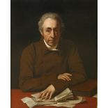 English School, c.1800PORTRAIT OF A GENTLEMAN, HALF LENGTH SEATED, IN A BROWN COAT, HIS HAND RESTING