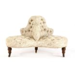 A Victorian three-seat loving seat, 110cm diameter80cm high