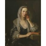 Attributed to Joseph Highmore (1692-1780)PORTRAIT OF A LADY, THREE-QUARTER LENGTH SEATED, IN A