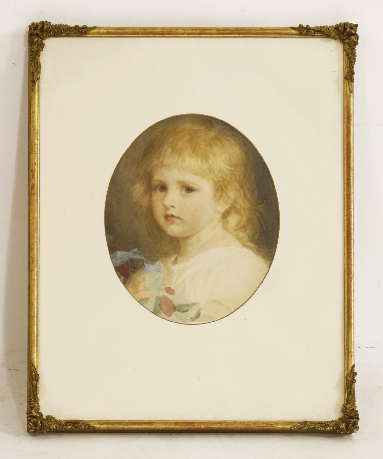 English School, late 19th centuryPORTRAIT OF A YOUNG GIRL, BUST LENGTH, IN A WHITE DRESSSigned - Image 2 of 4