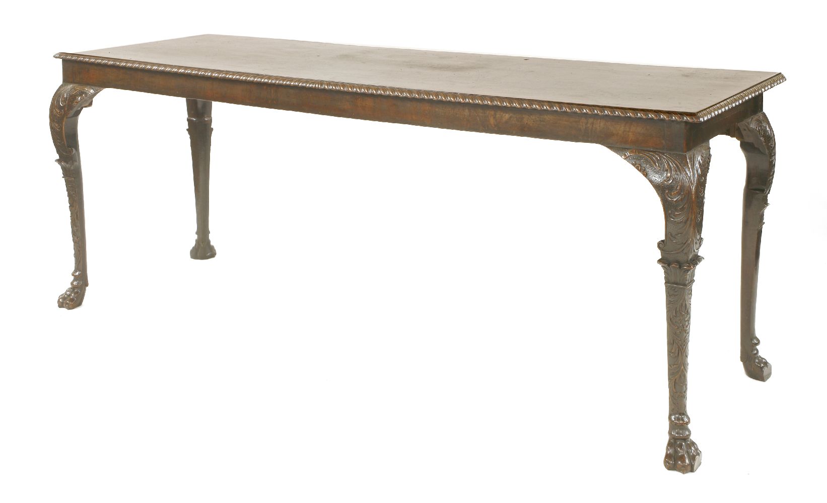 A George II Irish mahogany serving table,the plain rectangular top with a gadrooned edge above a - Image 2 of 6