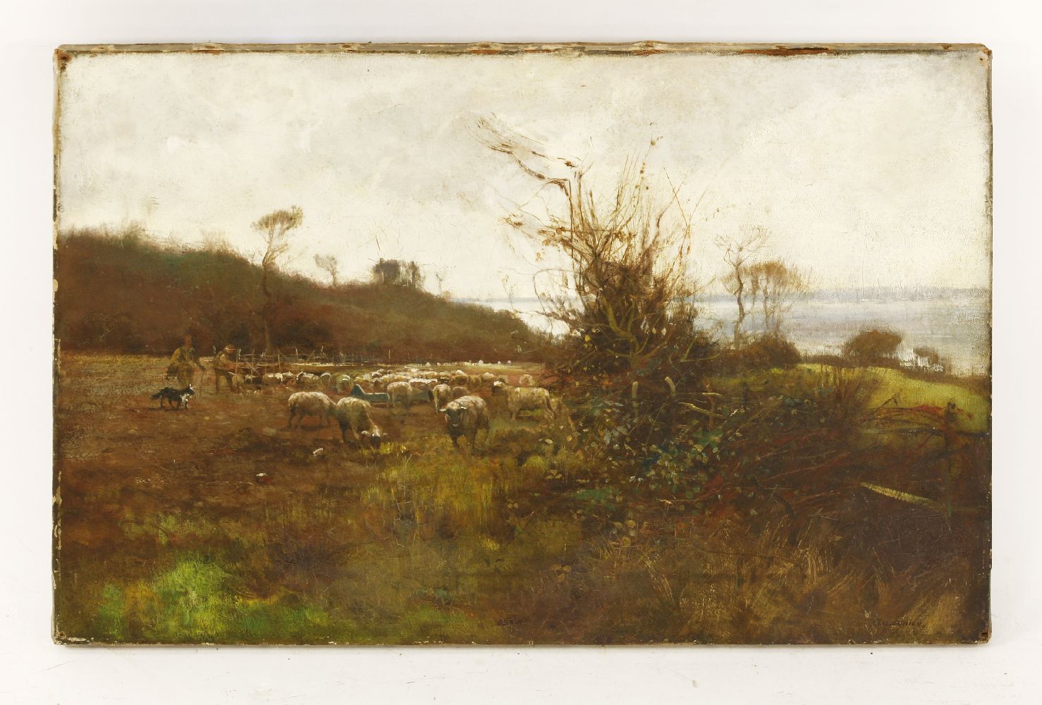 James Aumonier (1832-1911)SHEPHERDS WITH THEIR FLOCKSigned l.r., oil on canvas36 x 54cm, unframed - Image 2 of 4