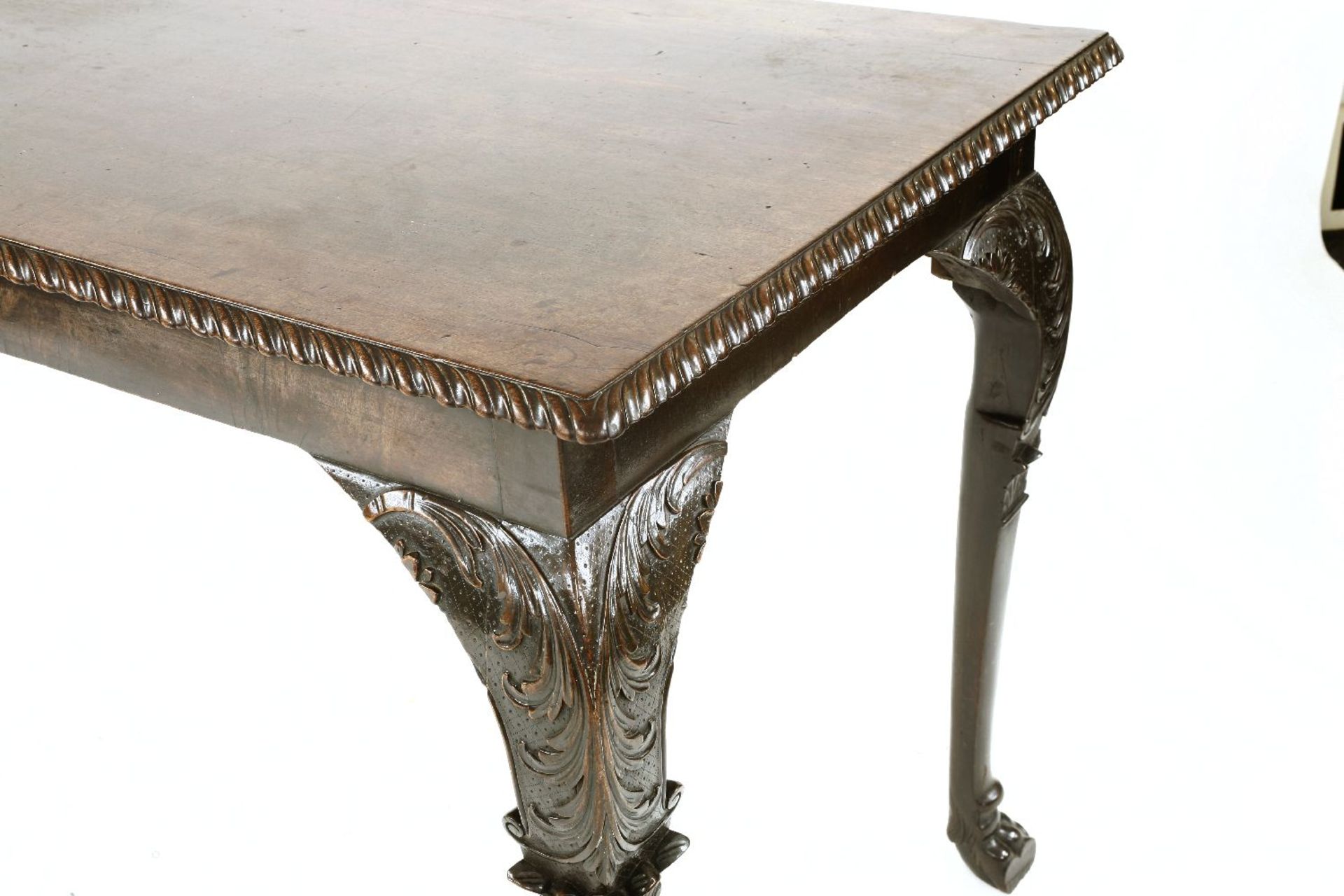 A George II Irish mahogany serving table,the plain rectangular top with a gadrooned edge above a - Bild 4 aus 6