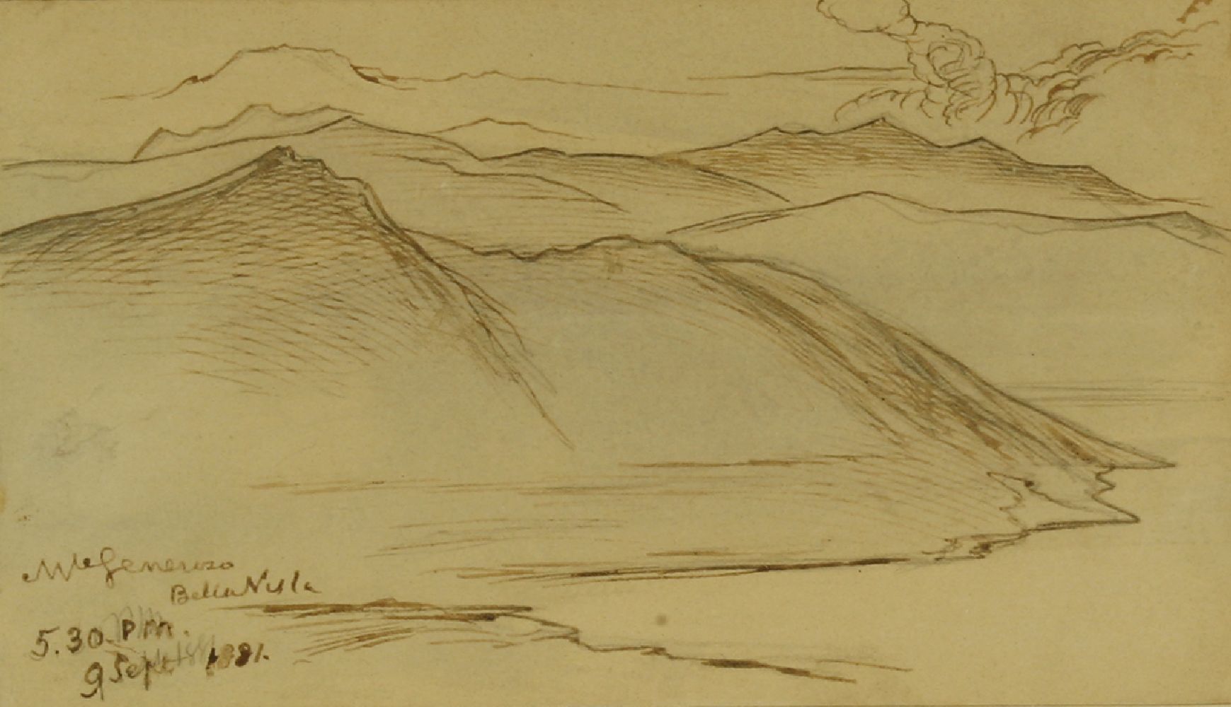 Edward Lear (1812-1888)MOUNT GENEROSO, SWITZERLANDTwo, both signed and inscribed, one dated '5.30pm, - Image 4 of 5